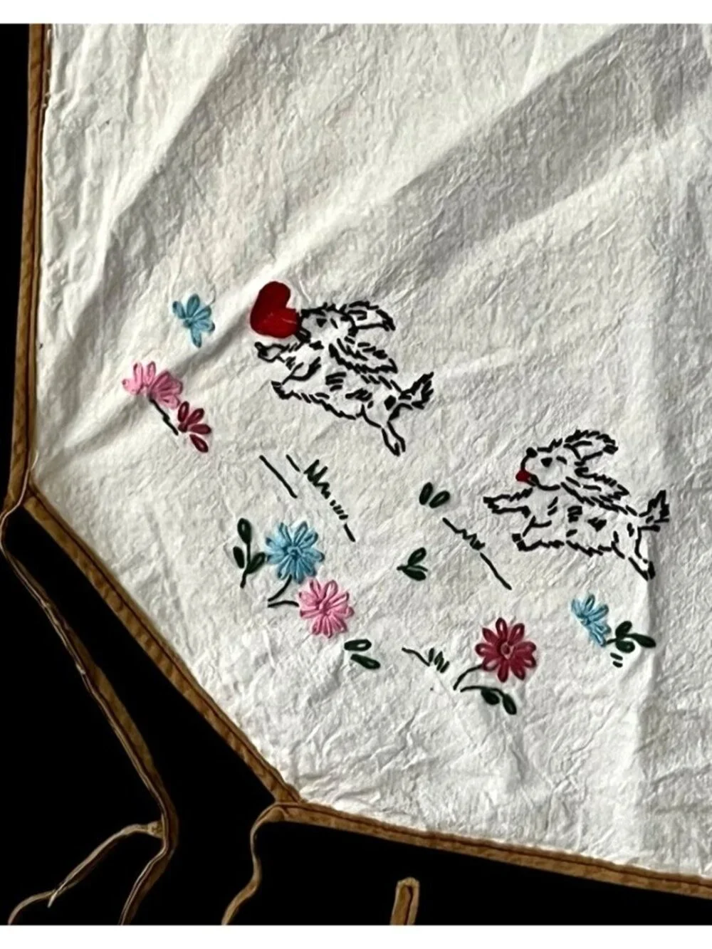 Dog Embroidered Playing Card Table Cover Tablecloth Bridge Hearts Spades Clubs
